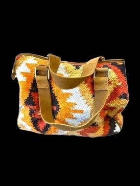 Macchia Di Ruggine Tapestry Boston bag Bohemian Aztec Suede Leather Straps